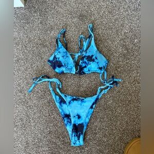 Zaful Ocean Blue Tie-Dye Bikini Set